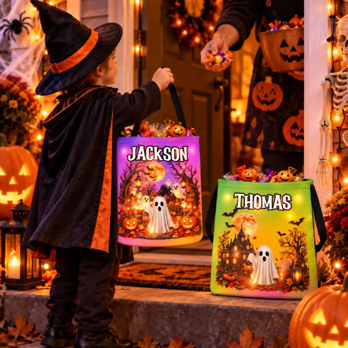 Custom LED Halloween Candy Bucket – Personalized Trick-or-Treat Bag