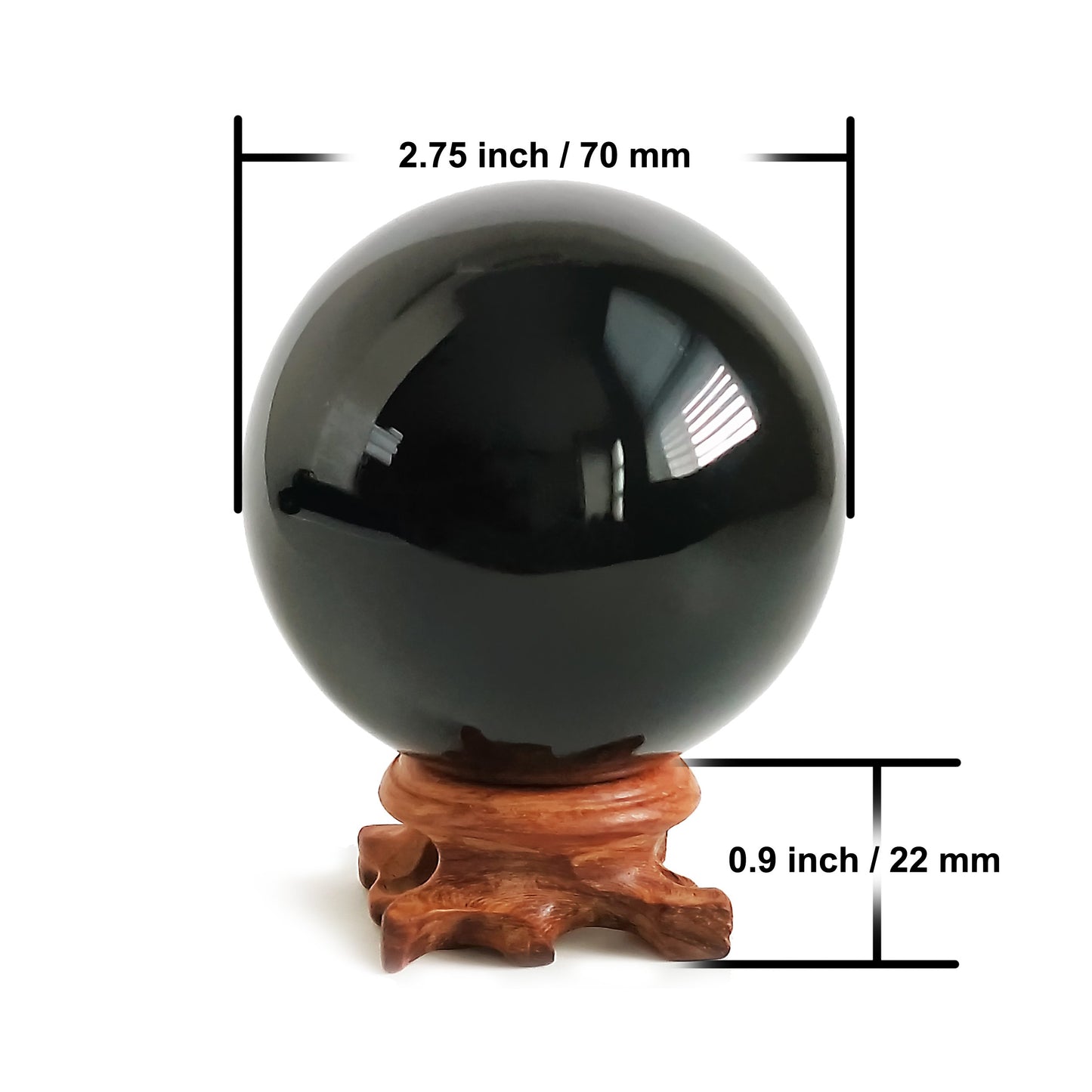 Natural Black Obsidian Crystal Ball for Scrying, Feng Shui & Energy Protection