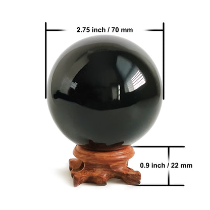 Natural Black Obsidian Crystal Ball for Scrying, Feng Shui & Energy Protection