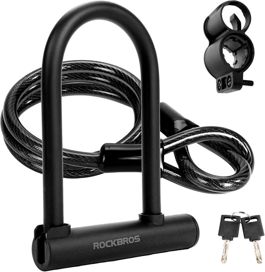 Bike U Lock Anti-Theft 4 ft Cable Mounting Bracket Keys