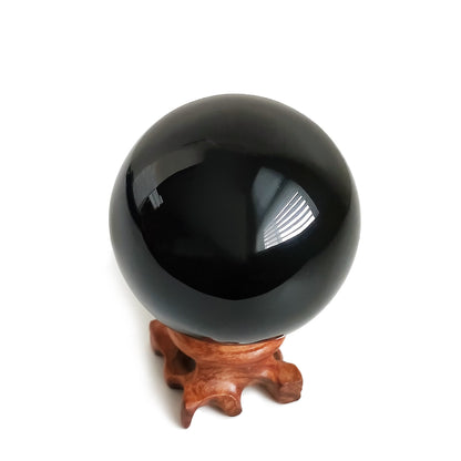 Natural Black Obsidian Crystal Ball for Scrying, Feng Shui & Energy Protection