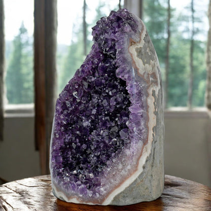 Natural Raw Amethyst Cluster | Calming Space Energy & Feng Shui Healing Decor for Mindfulness Room