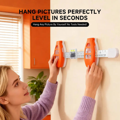 Professional Picture Hanging Tool with Level + Ruler (Inches/cm) - Frame Alignment Kit for Drywall & Wood Walls, Ruler-Guided Hang, Precise Placement, Easy Centering, Perfect Picture Line (Tools & Hardware)