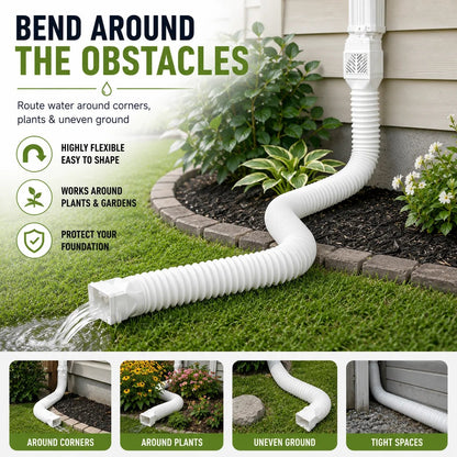Flexible Downspout Extension Kit – 22–63 in Rainwater Drainage Pipe