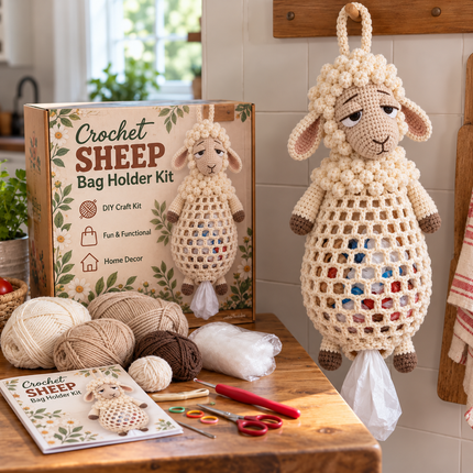 Crochet Animal Bag Holder DIY Kit – Cute & Functional Hanging Storage Craft Kit