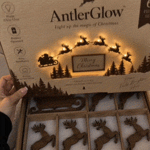 🦌 Santa Sleigh & 6 Reindeer LED Wall Display – Warm Christmas Glow