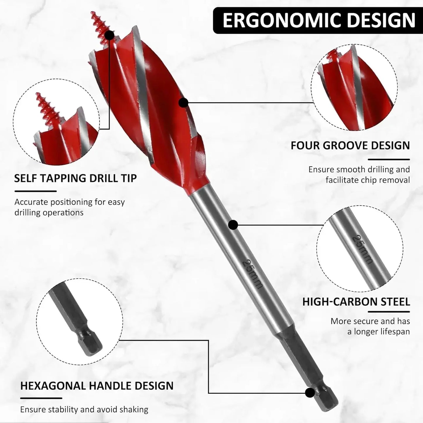 8‑Pack High‑Carbon‑Steel Wood‑Boring Tool Kit