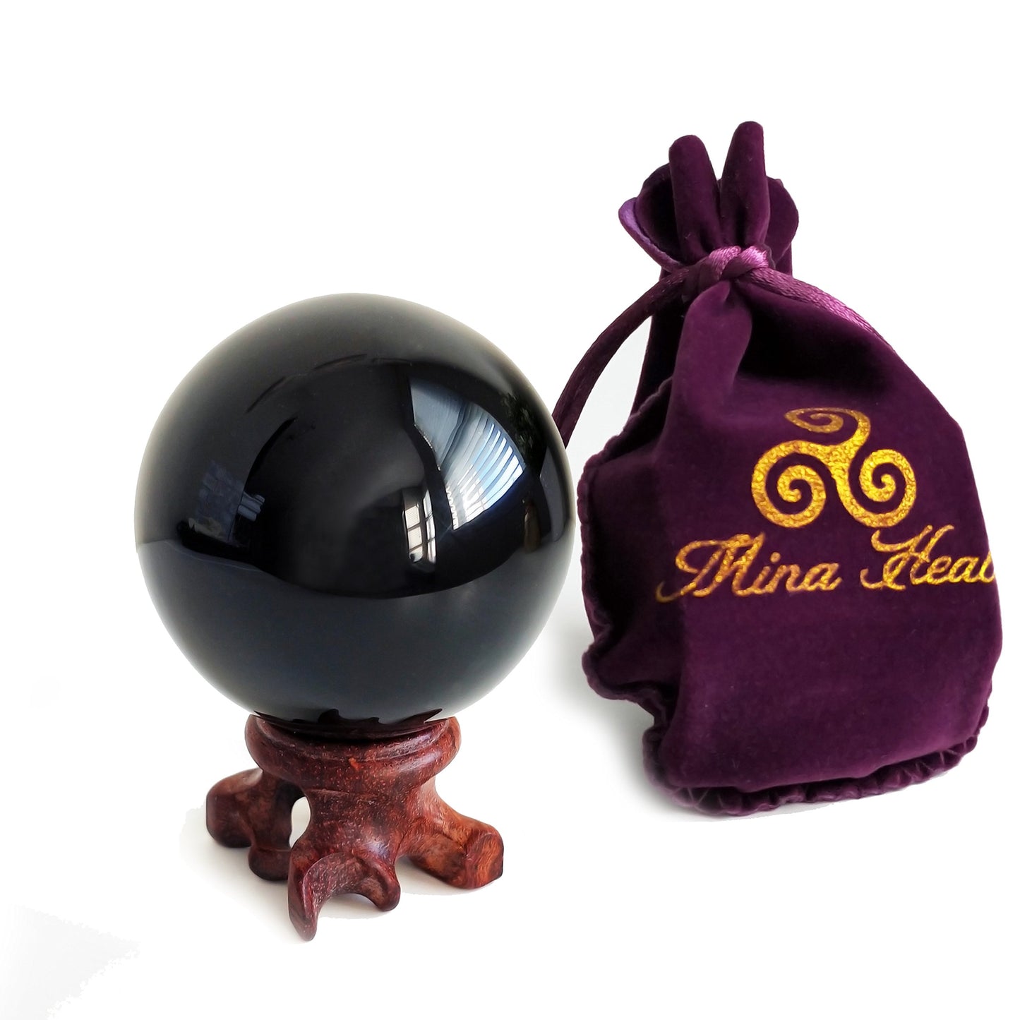 Natural Black Obsidian Crystal Ball for Scrying, Feng Shui & Energy Protection
