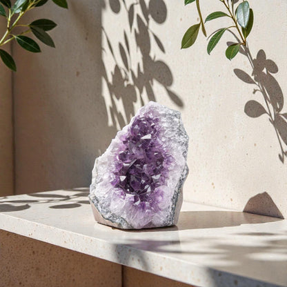 Natural Raw Amethyst Cluster | Calming Space Energy & Feng Shui Healing Decor for Mindfulness Room