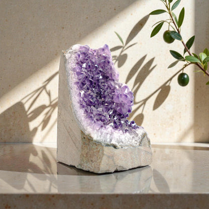Natural Raw Amethyst Cluster | Calming Space Energy & Feng Shui Healing Decor for Mindfulness Room