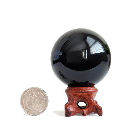 Natural Black Obsidian Crystal Ball for Scrying, Feng Shui & Energy Protection