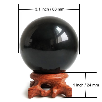 Natural Black Obsidian Crystal Ball for Scrying, Feng Shui & Energy Protection