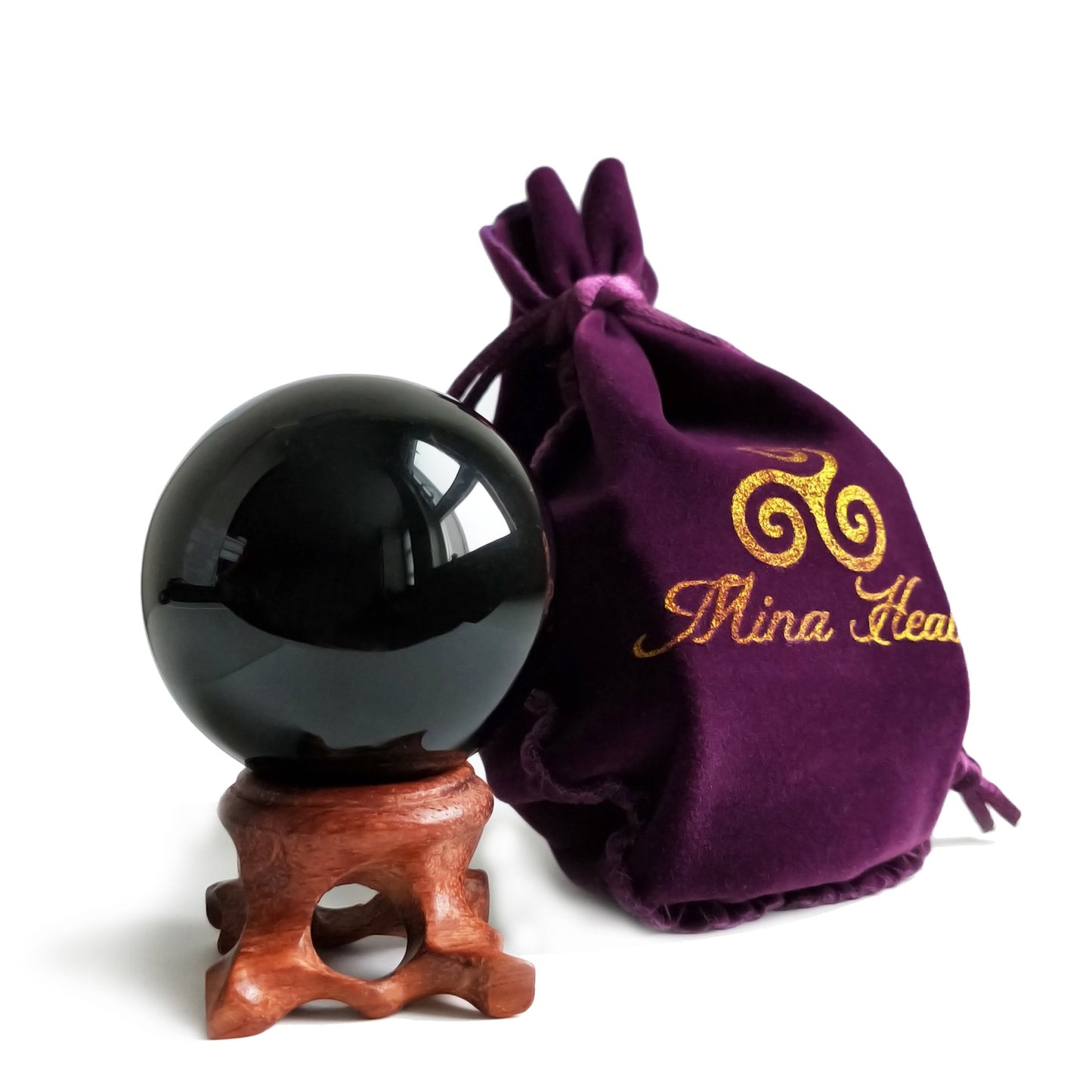 Natural Black Obsidian Crystal Ball for Scrying, Feng Shui & Energy Protection