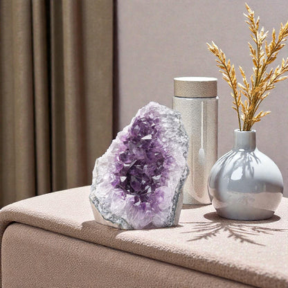 Natural Raw Amethyst Cluster | Calming Space Energy & Feng Shui Healing Decor for Mindfulness Room