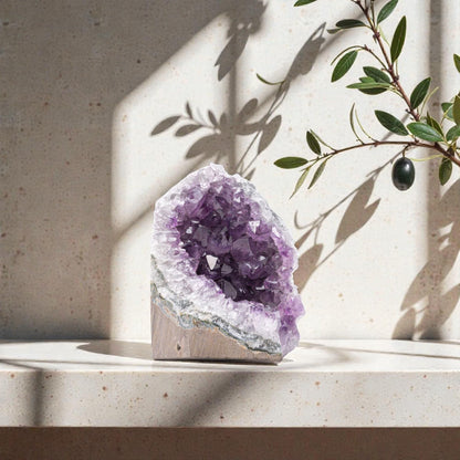 Natural Raw Amethyst Cluster | Calming Space Energy & Feng Shui Healing Decor for Mindfulness Room