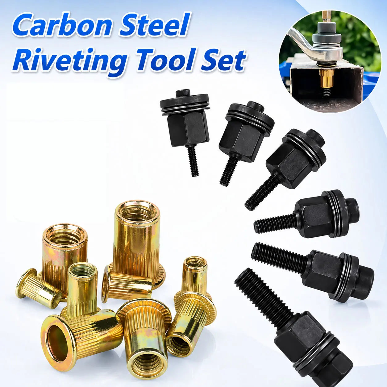 Head Rivet Nut Tool M3-M8 Carbon Steel Rivnut Kit for Automotive Repair