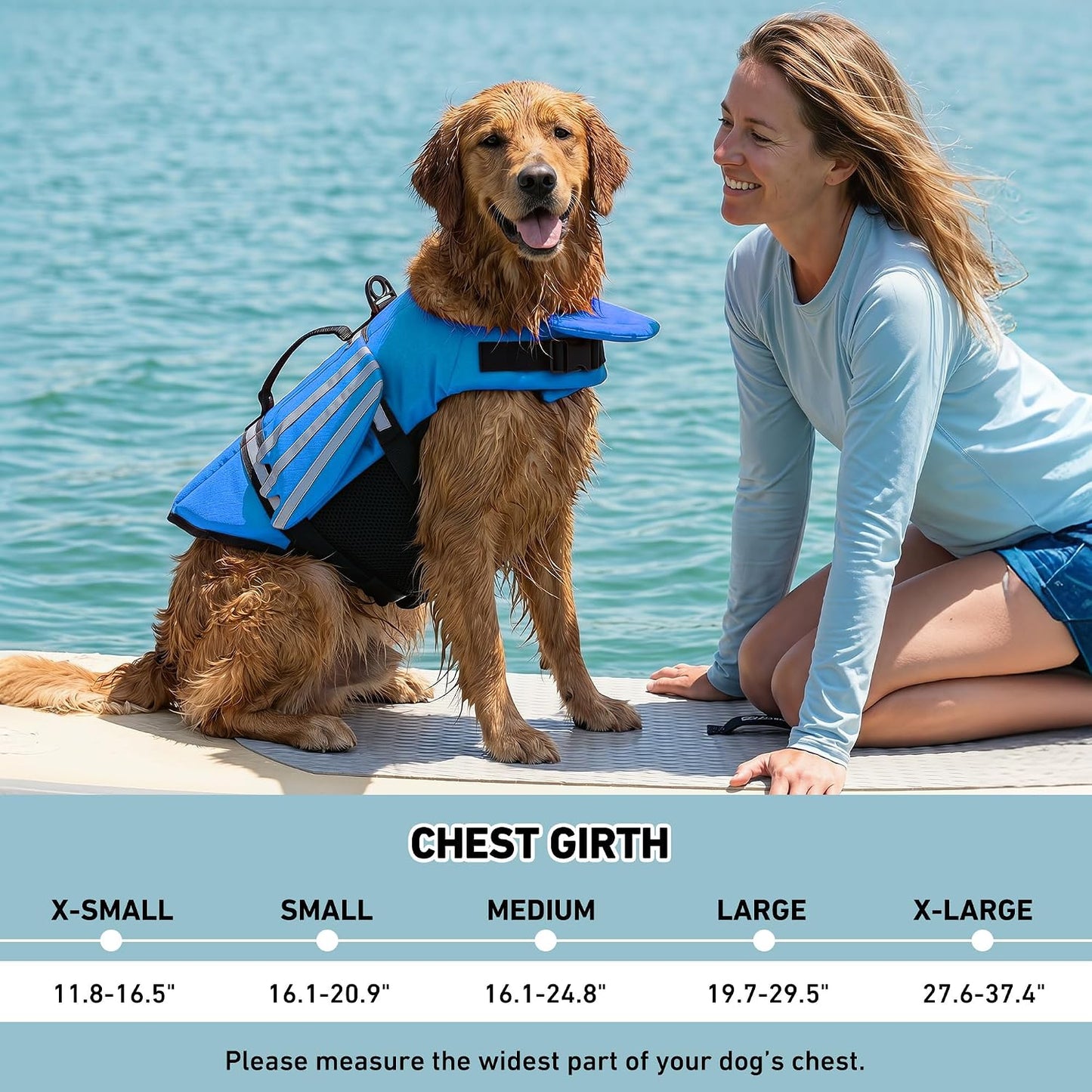 Dog Life Jacket with Chin Float and Handle