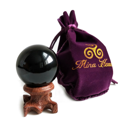 Natural Black Obsidian Crystal Ball for Scrying, Feng Shui & Energy Protection