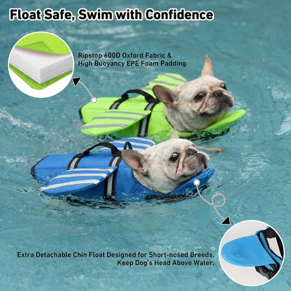 Dog Life Jacket with Chin Float and Handle