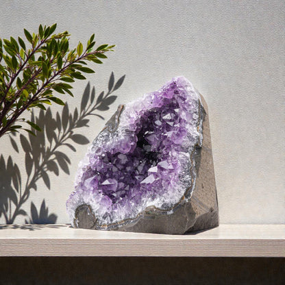 Natural Raw Amethyst Cluster | Calming Space Energy & Feng Shui Healing Decor for Mindfulness Room