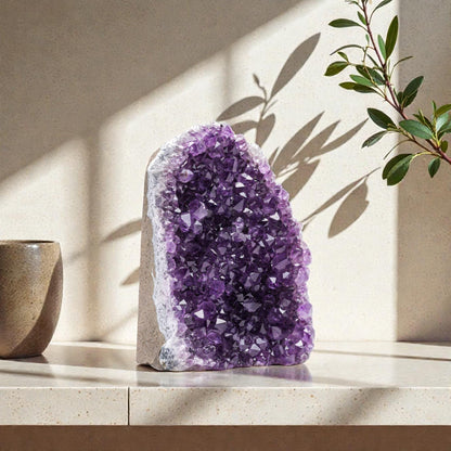 Natural Raw Amethyst Cluster | Calming Space Energy & Feng Shui Healing Decor for Mindfulness Room