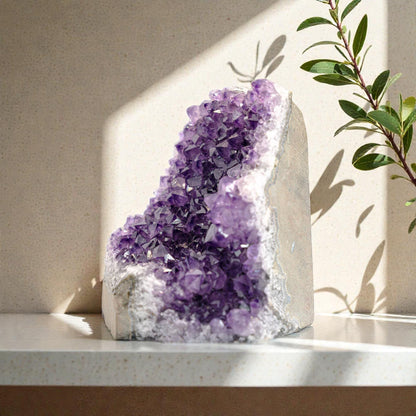 Natural Raw Amethyst Cluster | Calming Space Energy & Feng Shui Healing Decor for Mindfulness Room