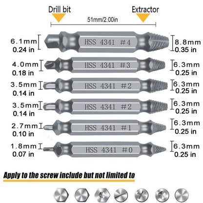 Broken Screw Extractor Set Tools - Stainless Steel 6-Pack