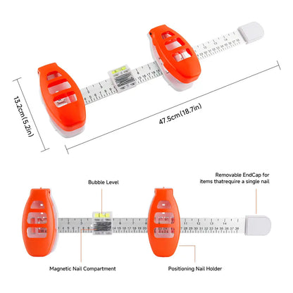 Professional Picture Hanging Tool with Level + Ruler (Inches/cm) - Frame Alignment Kit for Drywall & Wood Walls, Ruler-Guided Hang, Precise Placement, Easy Centering, Perfect Picture Line (Tools & Hardware)