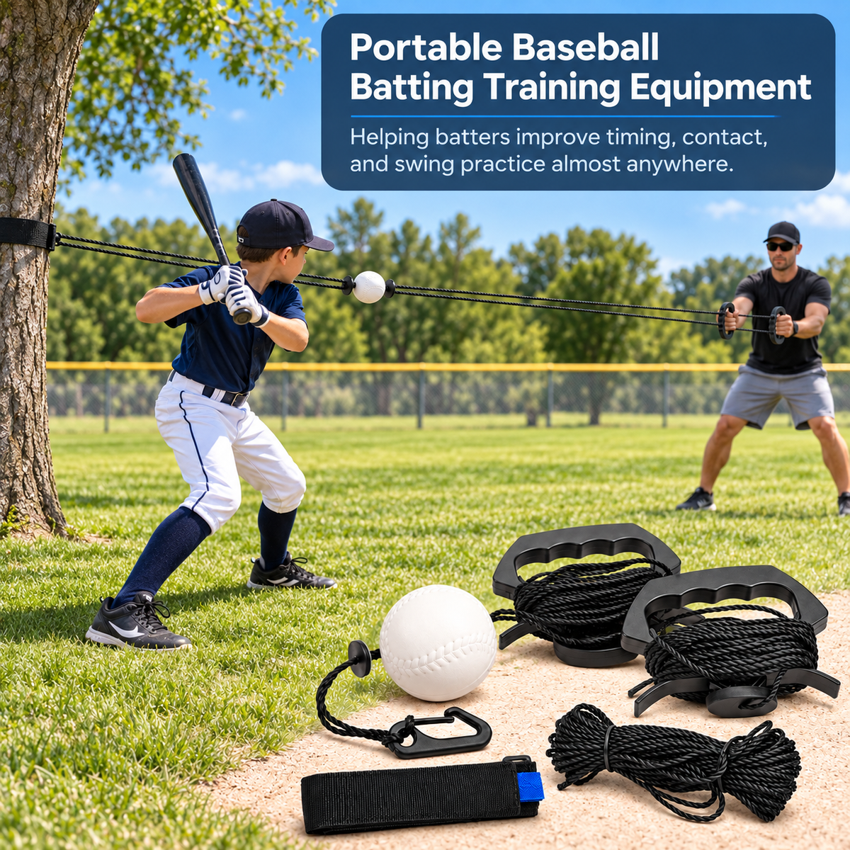 Portable Baseball & Softball Rope Batting Trainer