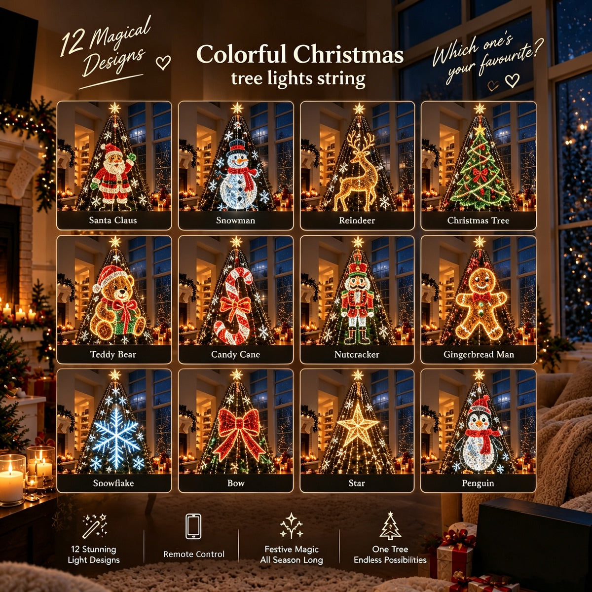 🎄 Light up your Christmas tree with dynamic holiday magic! 🎅 Smart DIY LED Christmas tree string lights