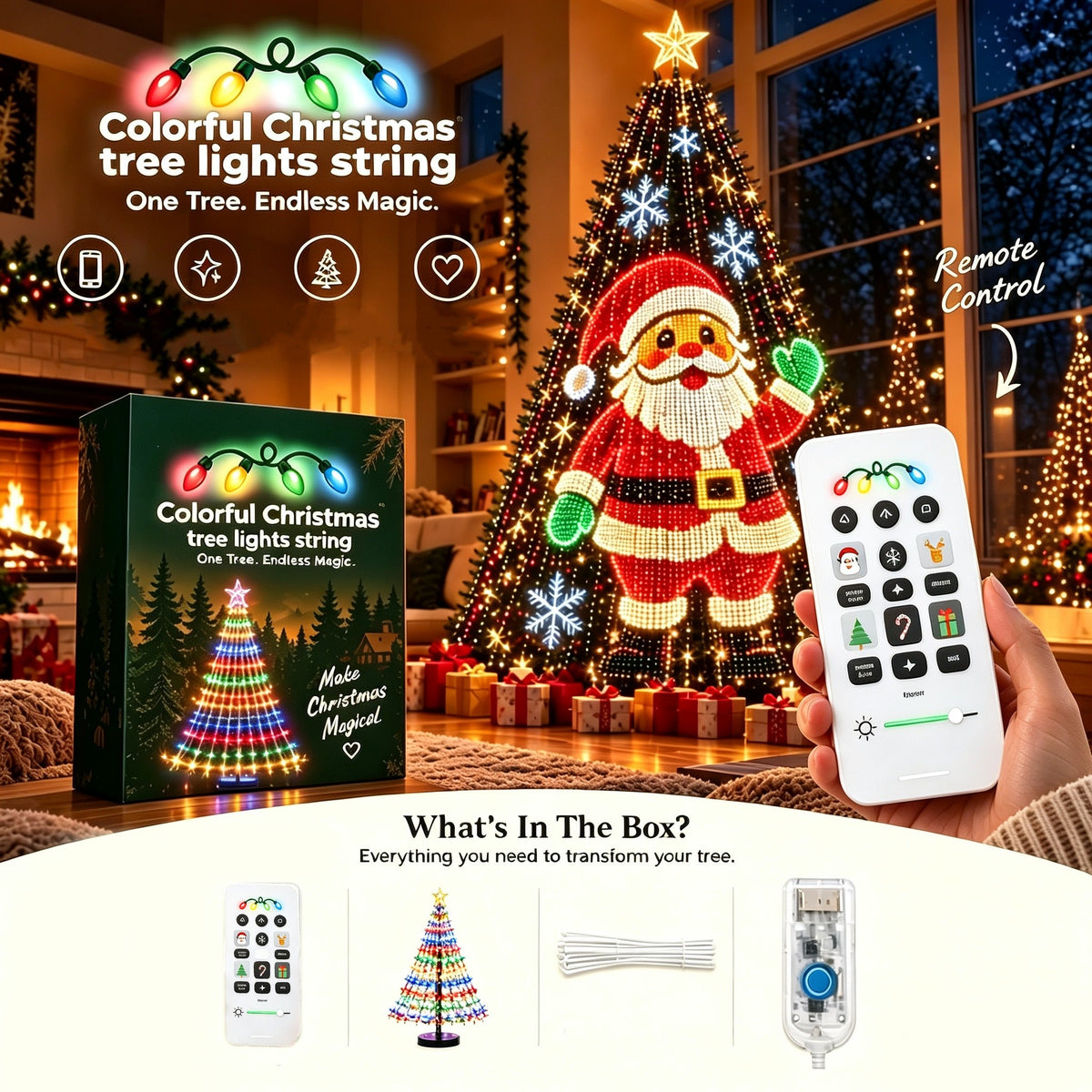 🎄 Light up your Christmas tree with dynamic holiday magic! 🎅 Smart DIY LED Christmas tree string lights