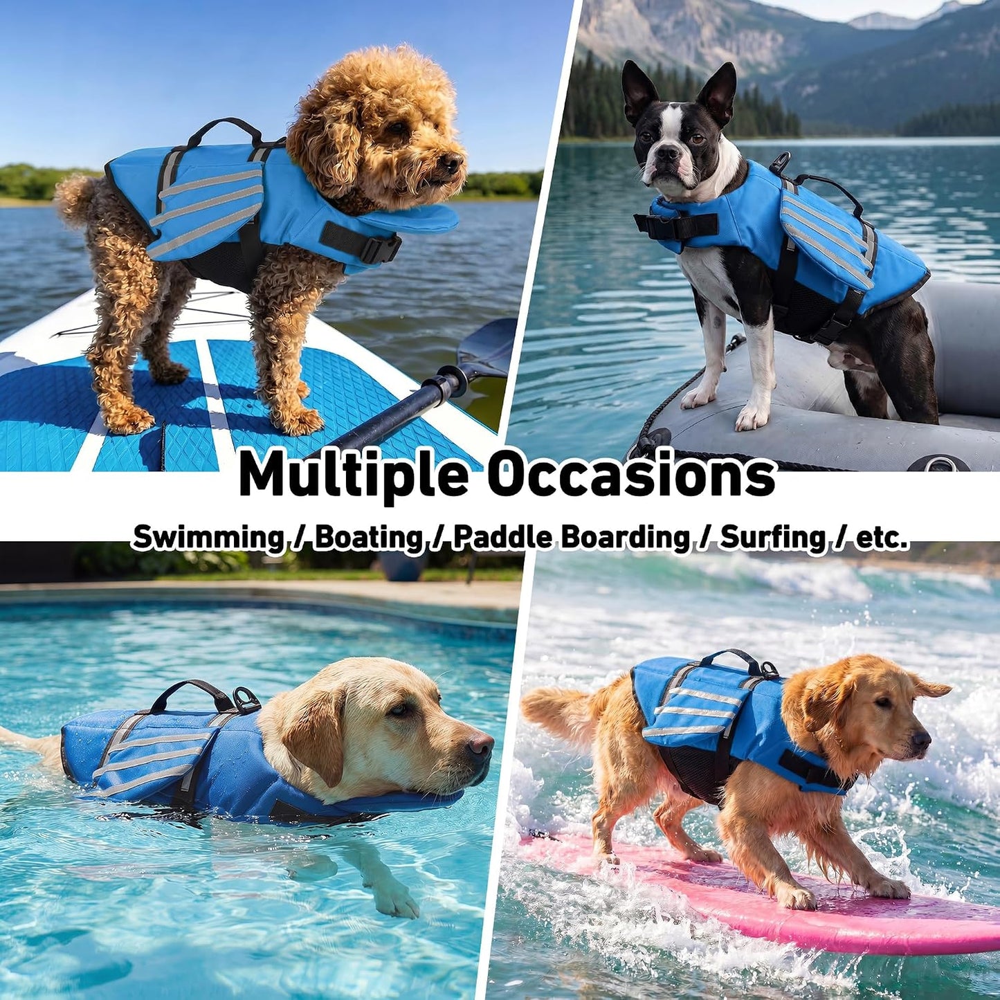 Dog Life Jacket with Chin Float and Handle