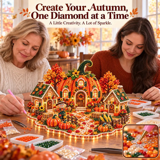 🔥 Holiday Sale: 63% Off 🍂 DIY Sparkling Autumn Village — 3D Diamond Art Decoration Kit