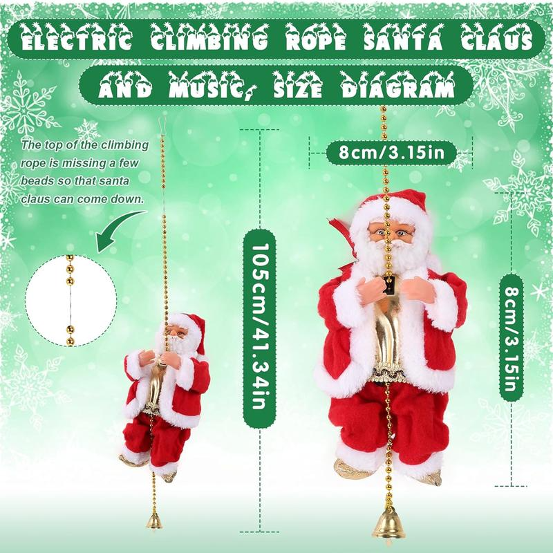 🎄✨ 2026 Electric Climbing Santa Christmas Ornament ✨🎄 (Battery-Powered | Rope-Hung with Light, Music & Sound Animation | Climbing Beads & Ladder)