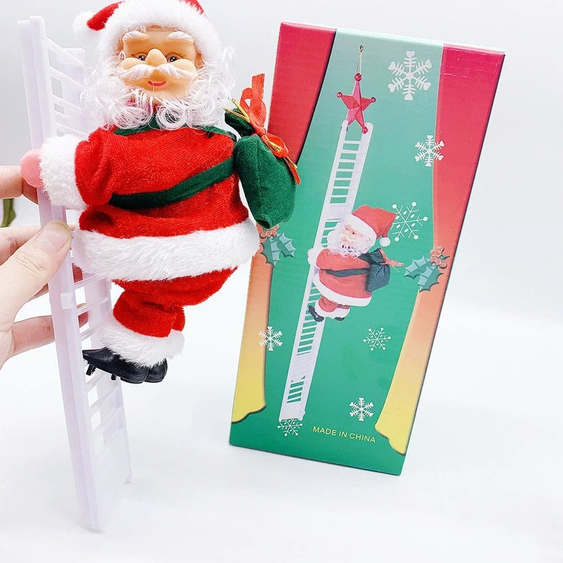 🎄✨ 2026 Electric Climbing Santa Christmas Ornament ✨🎄 (Battery-Powered | Rope-Hung with Light, Music & Sound Animation | Climbing Beads & Ladder)
