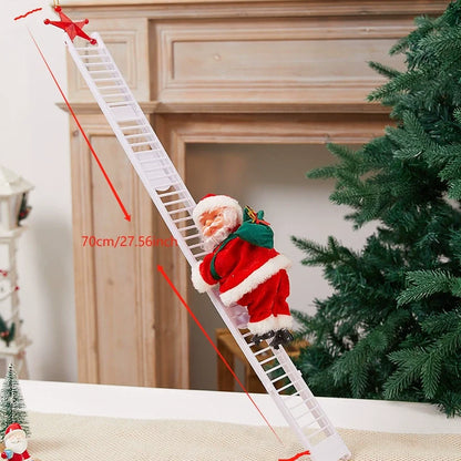 🎄✨ 2026 Electric Climbing Santa Christmas Ornament ✨🎄 (Battery-Powered | Rope-Hung with Light, Music & Sound Animation | Climbing Beads & Ladder)