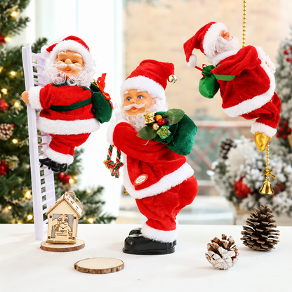 🎄✨ 2026 Electric Climbing Santa Christmas Ornament ✨🎄 (Battery-Powered | Rope-Hung with Light, Music & Sound Animation | Climbing Beads & Ladder)