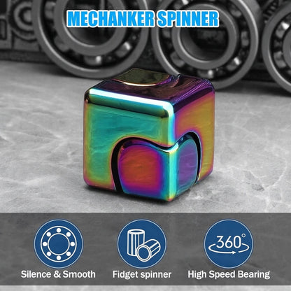 Precision Metal Fidget Cube Spinner – Ultra-Silent Anti-Anxiety Pocket & Desk Stress Toy