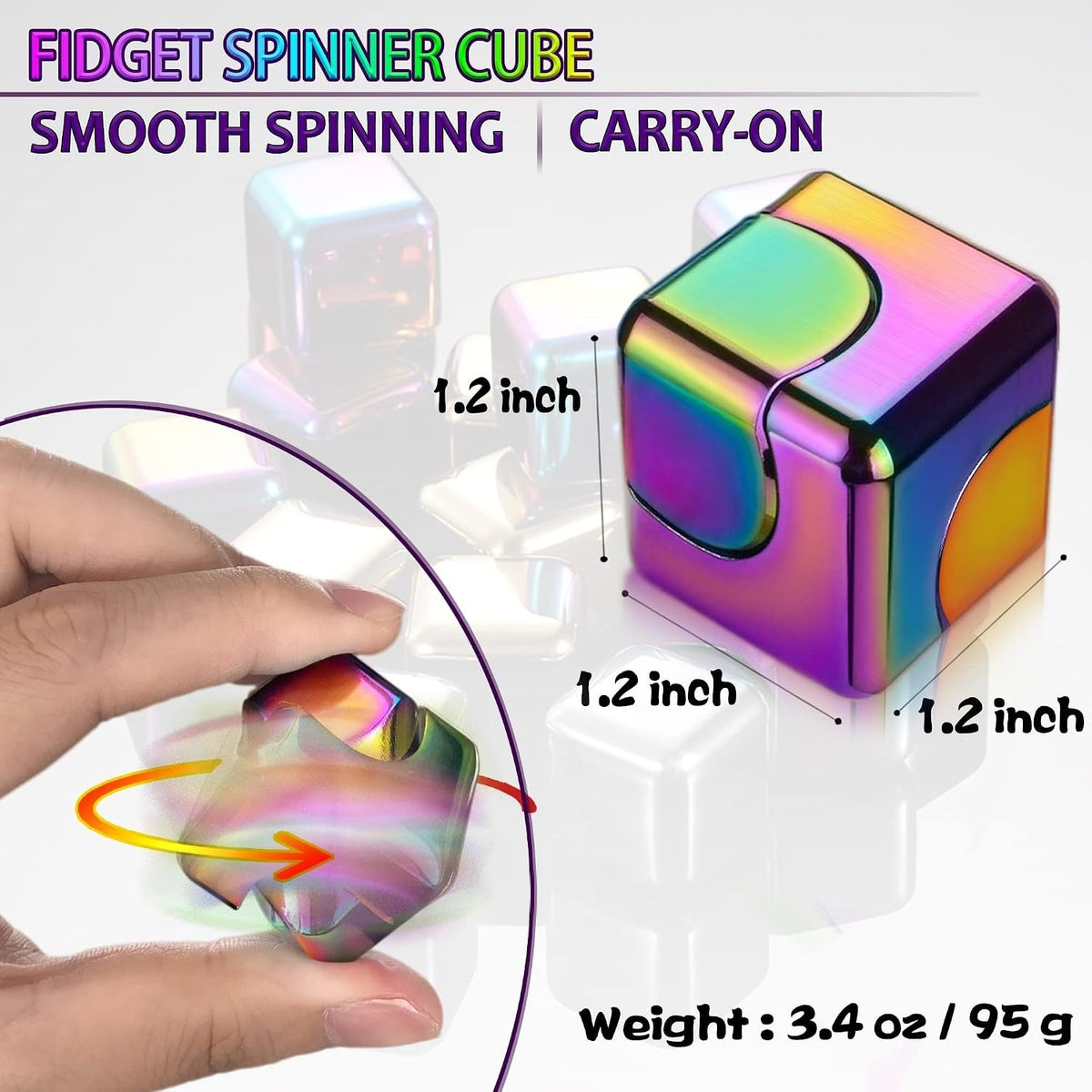 Precision Metal Fidget Cube Spinner – Ultra-Silent Anti-Anxiety Pocket & Desk Stress Toy