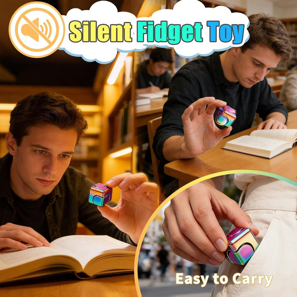 Precision Metal Fidget Cube Spinner – Ultra-Silent Anti-Anxiety Pocket & Desk Stress Toy