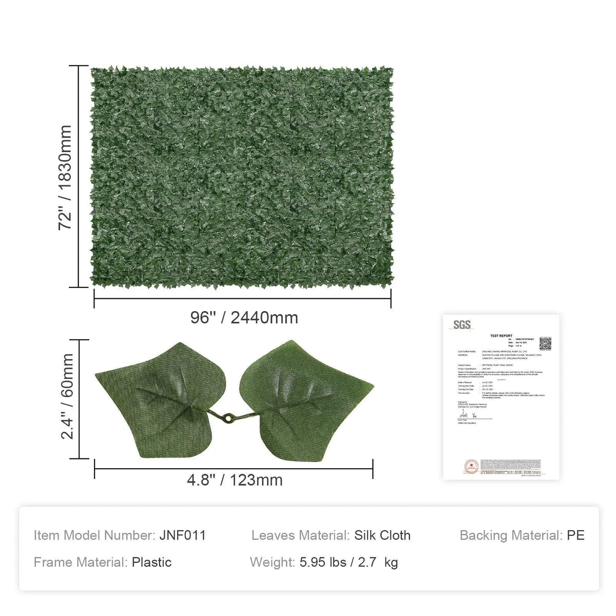 【FathersDayGift】VEVOR Ivy Privacy Fence, 59 x 158in Artificial Green Wall Screen, Greenery Ivy Fence w/ Mesh Cloth Backing and Strengthened Joint, Faux Hedges Vine Leaf Decoration for Outdoor Garden, Yard, Balcony