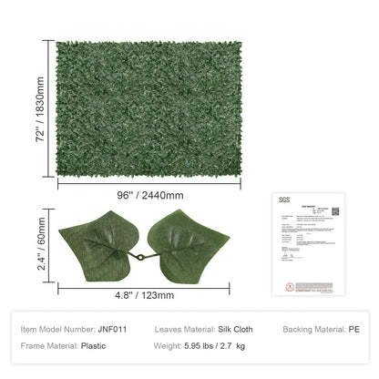 【FathersDayGift】VEVOR Ivy Privacy Fence, 59 x 158in Artificial Green Wall Screen, Greenery Ivy Fence w/ Mesh Cloth Backing and Strengthened Joint, Faux Hedges Vine Leaf Decoration for Outdoor Garden, Yard, Balcony