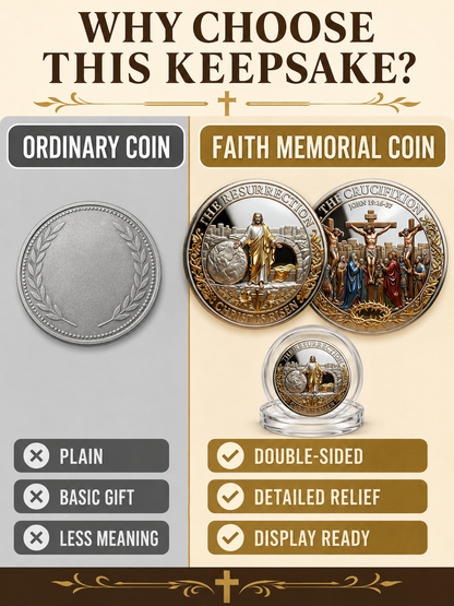 Cross Design and Resurrection Memorial Coin, Medal Alloy Relief Decorative Keepsake Gift