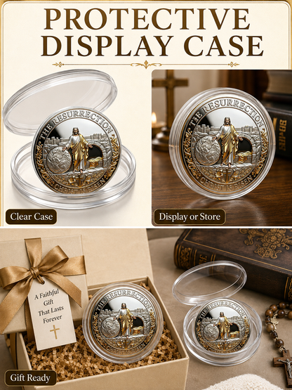 Cross Design and Resurrection Memorial Coin, Medal Alloy Relief Decorative Keepsake Gift
