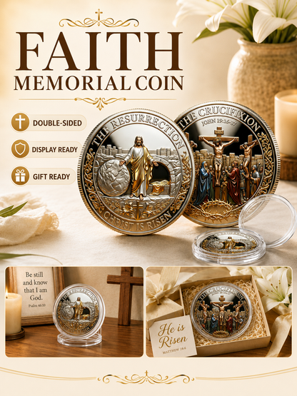 Cross Design and Resurrection Memorial Coin, Medal Alloy Relief Decorative Keepsake Gift