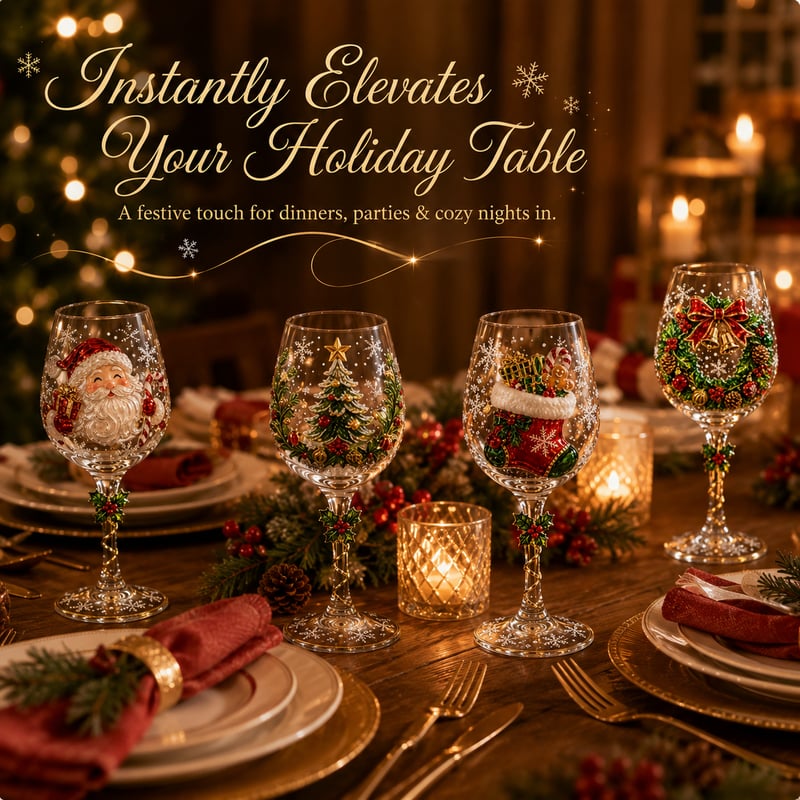 🔥 Last Day 52% OFF🥂Christmas 3D Wine Glass Collection Gift Box Set ✨