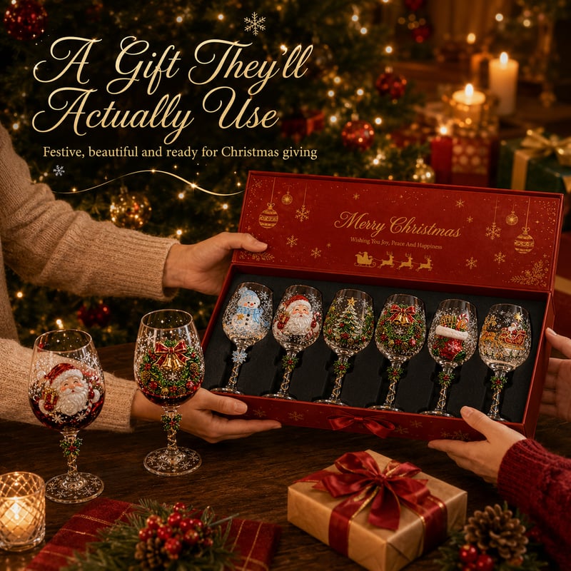 🔥 Last Day 52% OFF🥂Christmas 3D Wine Glass Collection Gift Box Set ✨