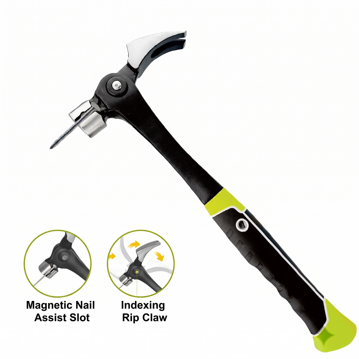 16oz Adjustable Nail Puller Hammer, Magnetic Nail Starter