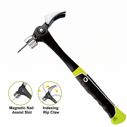 16oz Adjustable Nail Puller Hammer, Magnetic Nail Starter