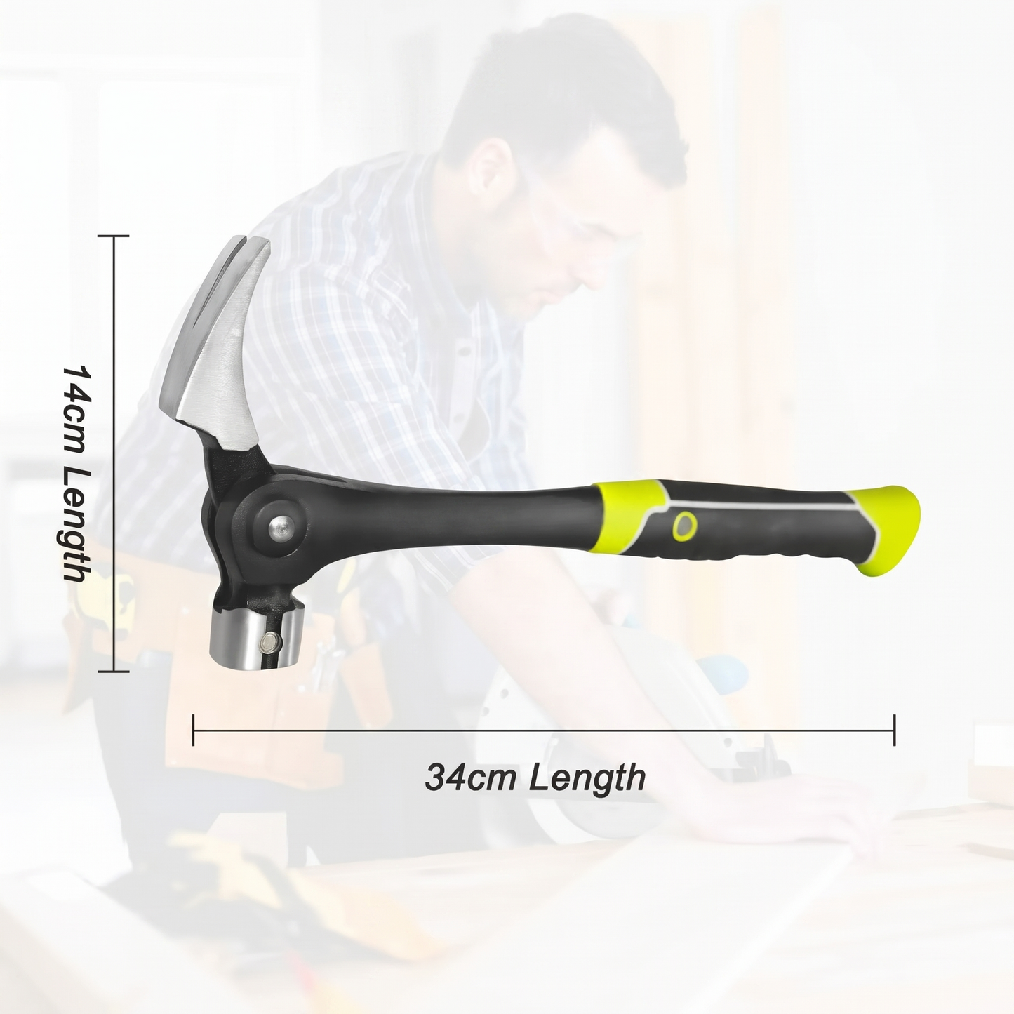 16oz Adjustable Nail Puller Hammer, Magnetic Nail Starter